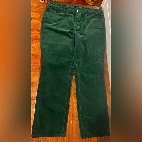 Talbots Green Velveteen stretch Straight leg women’s pants preppy chic classy - Picture 3 of 11